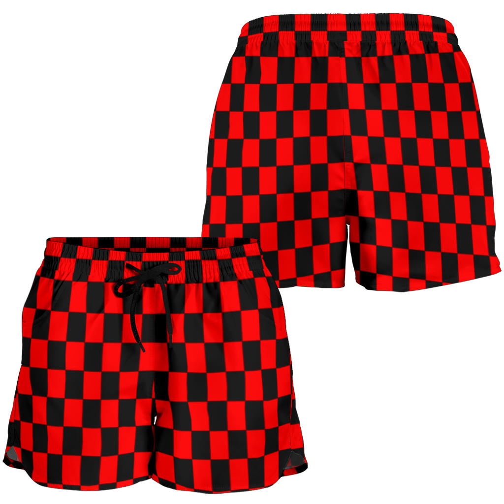 Racing Checkered Women's Shorts Red