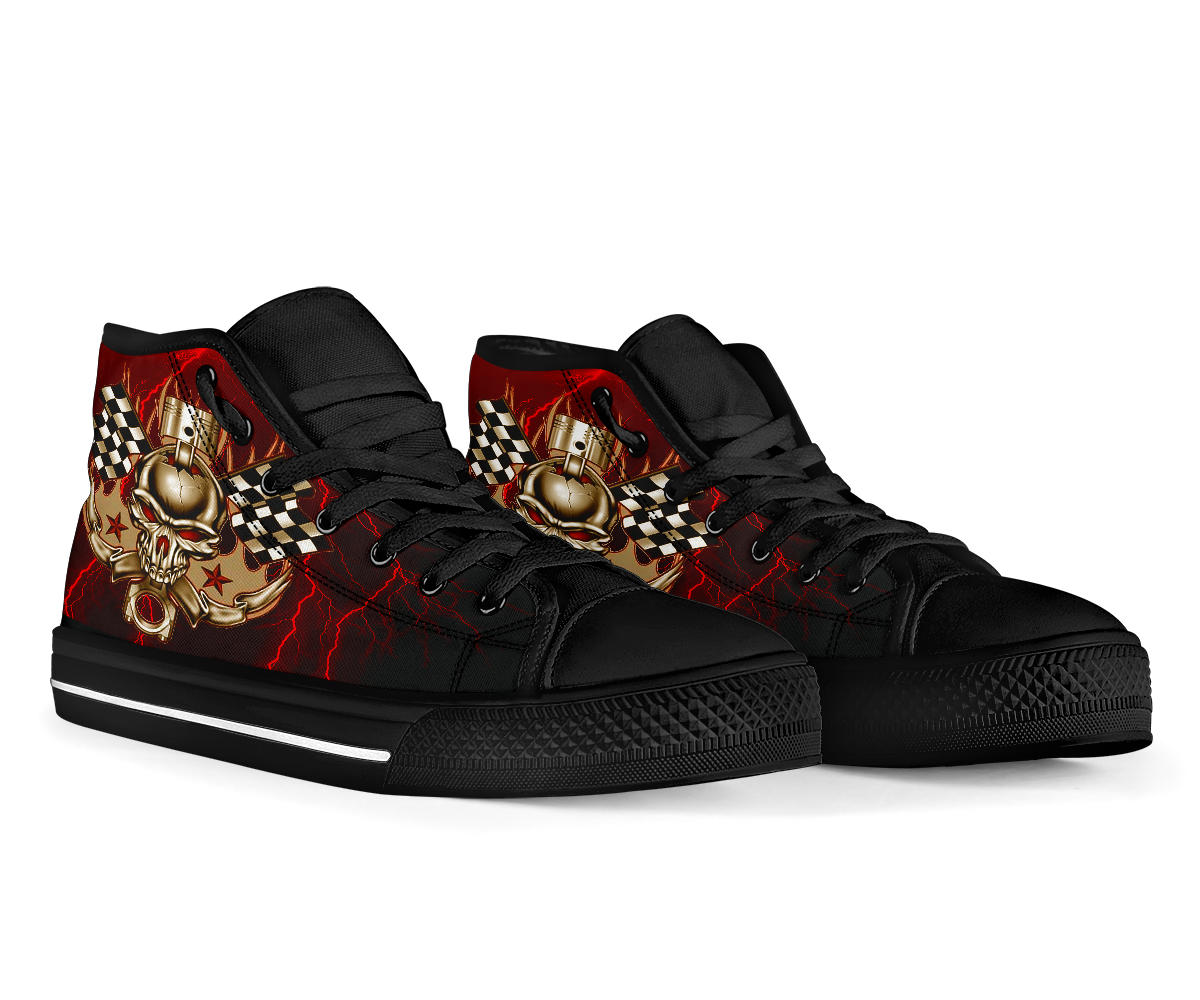 Racing Thunder Skull High Top Shoes