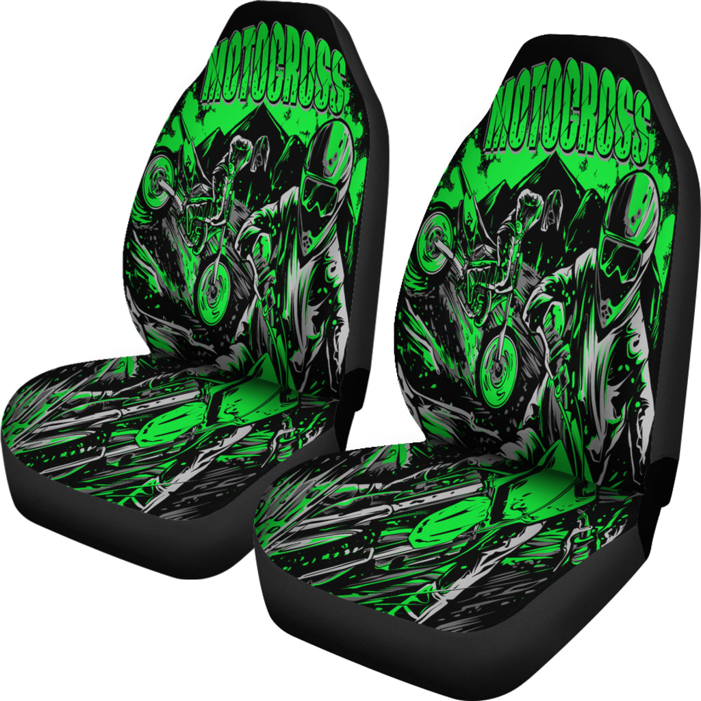 Motocross Seat Cover Green (Set of 2)