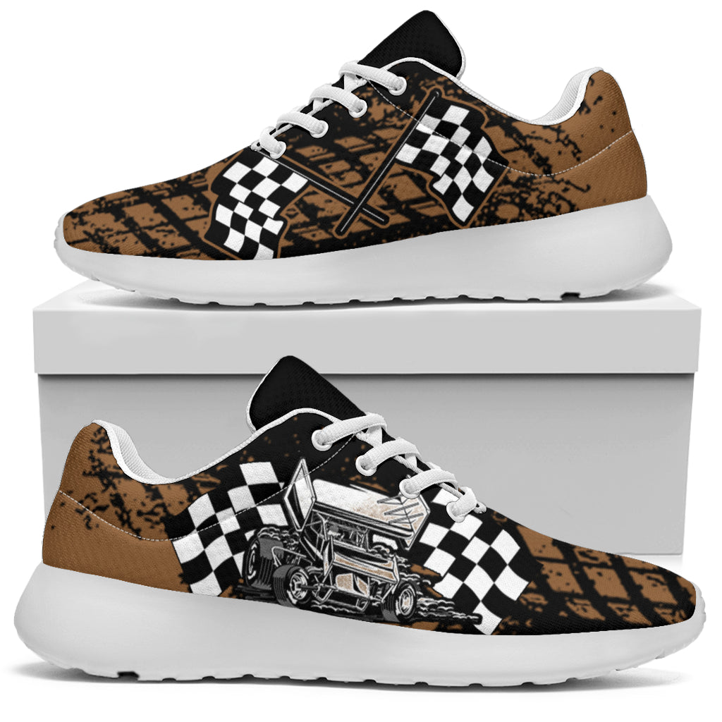 Dirt Racing Muddy Sprint Car Sneakers White