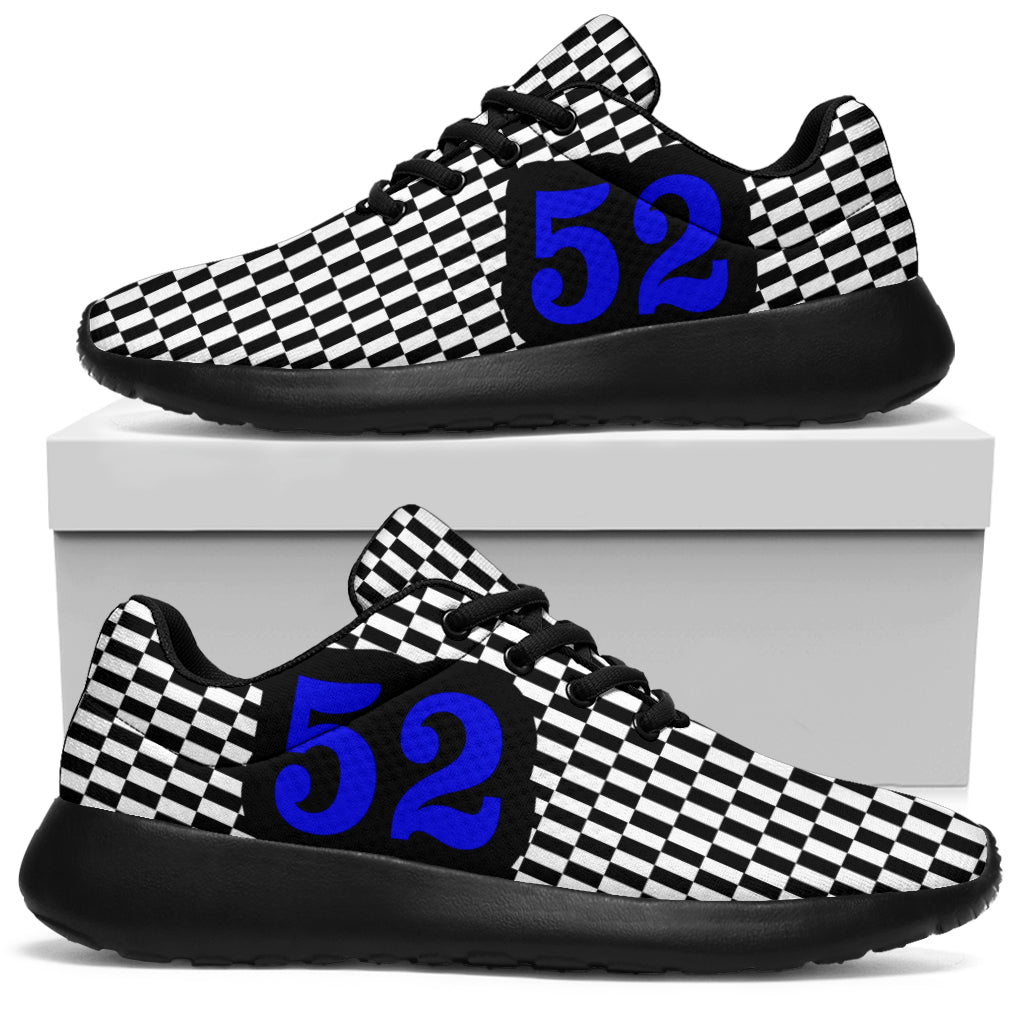 custom racing sneakers number 52 blue