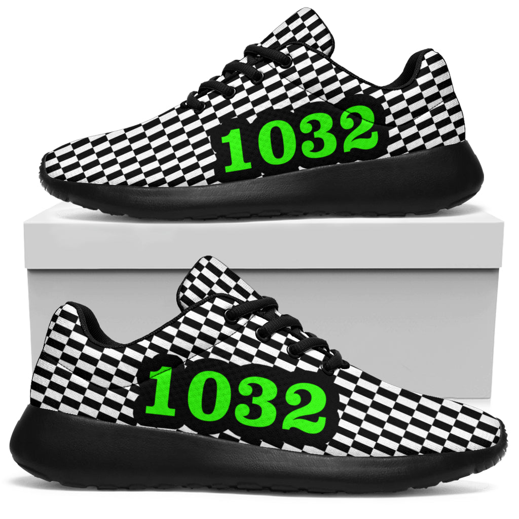 Racing Sneakers Checkered Flag Number 1032 Green