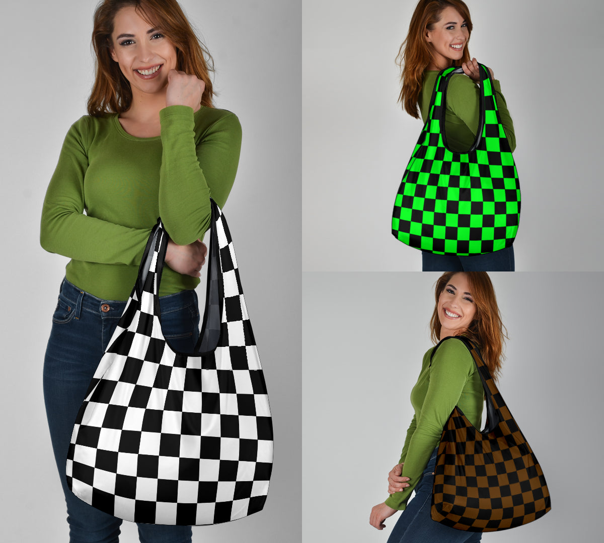 Racing Checkered Grocery Bags