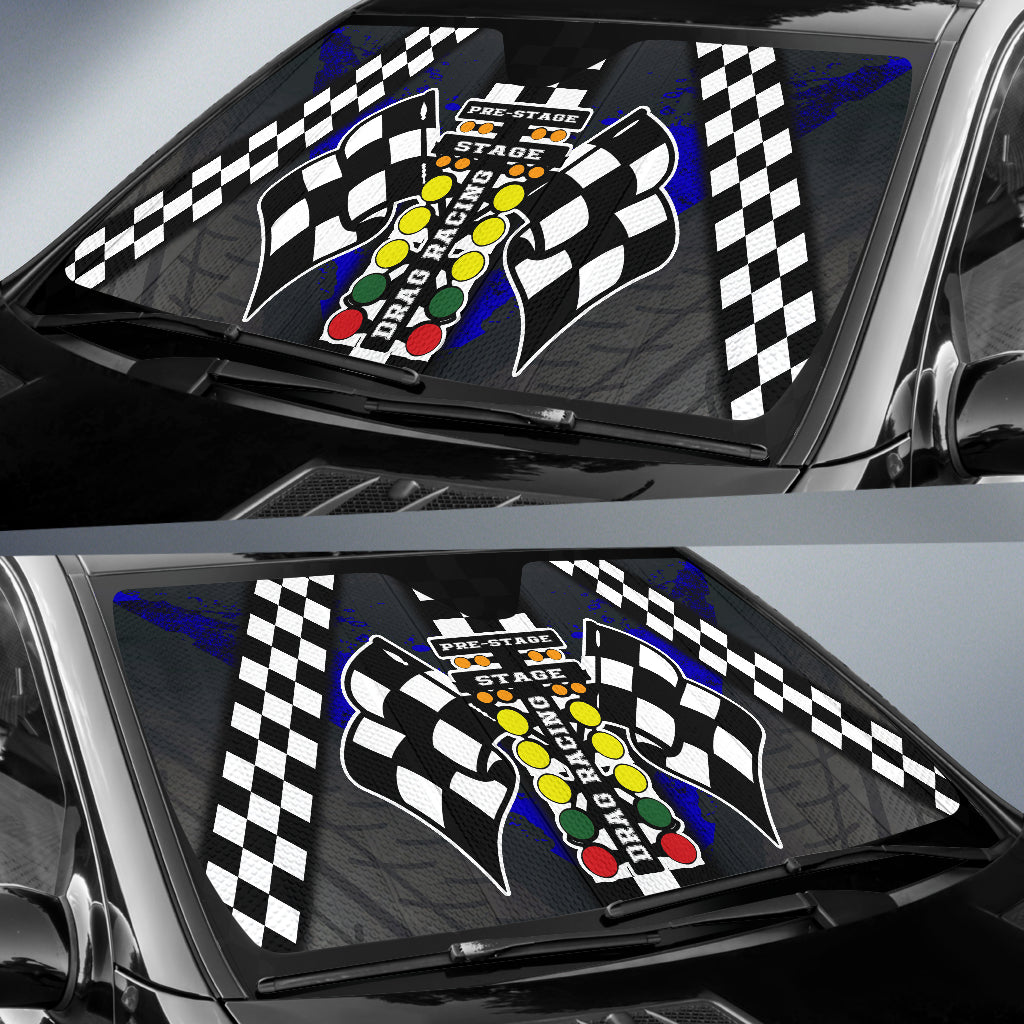 Drag Racing Windshield Sun Shade Blue (ABOUT 2 WEEKS DELIVERY)