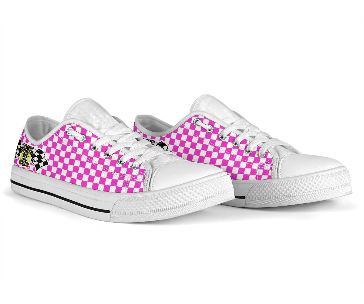 Drag Racing Pink Flag Low Tops White