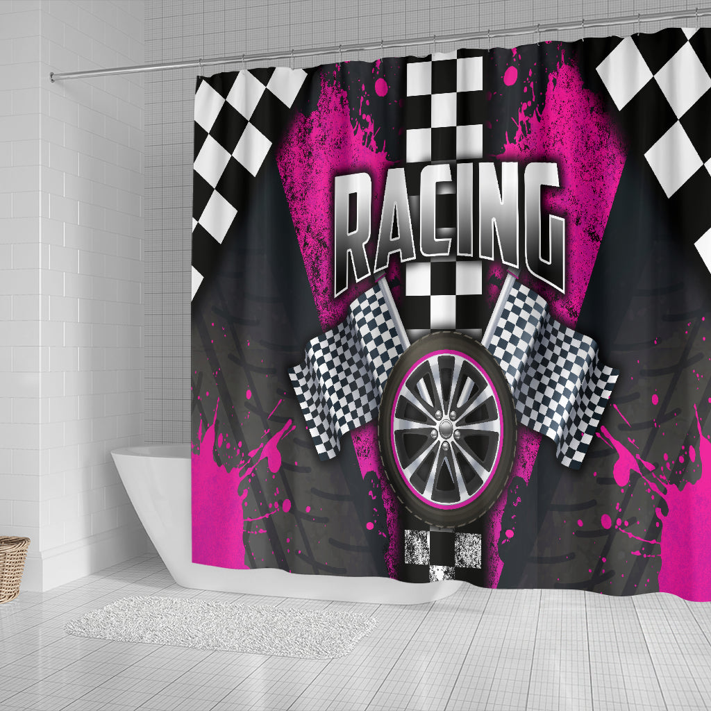Racing Shower Curtain Pink
