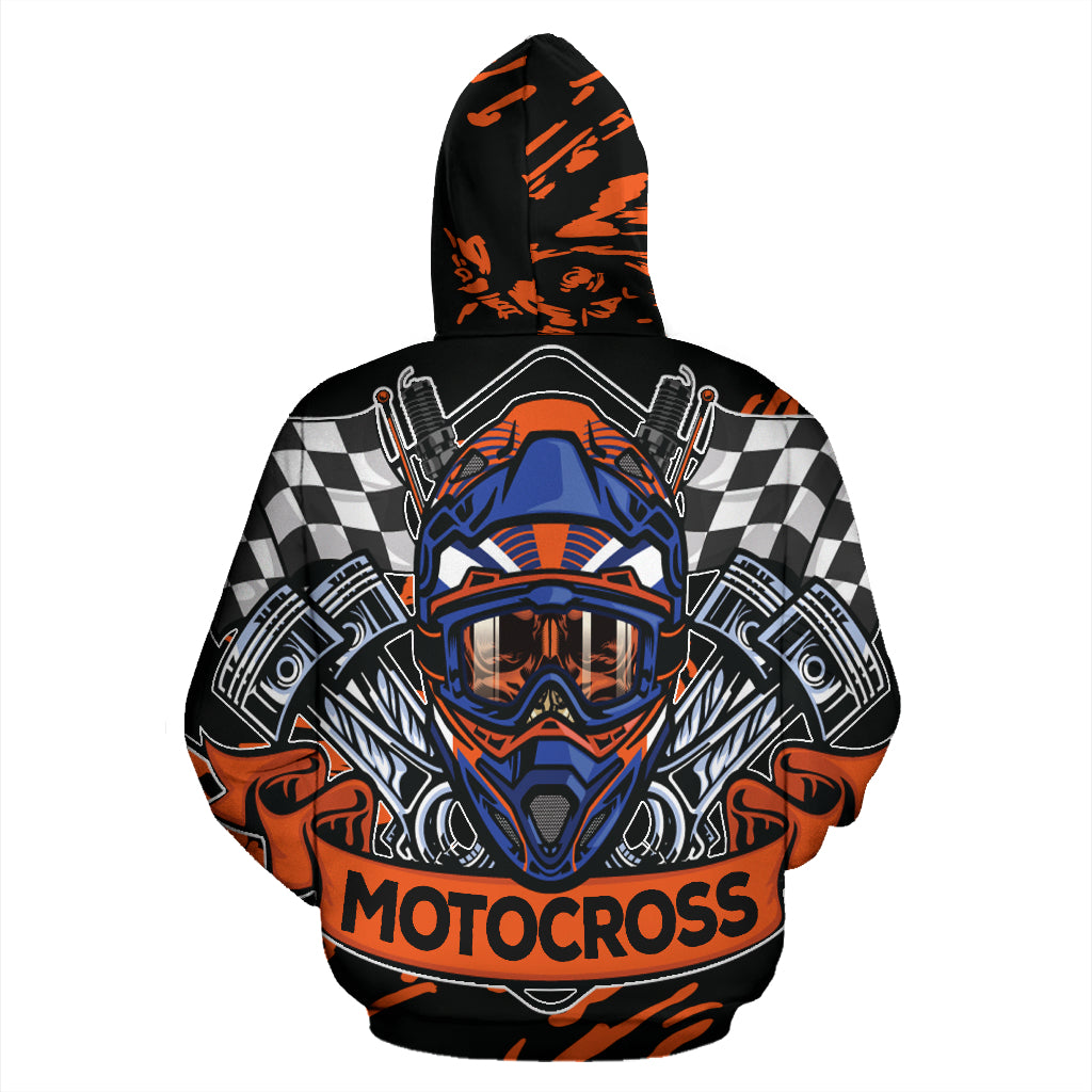 Motocross All Over Print Zip Up Hoodie