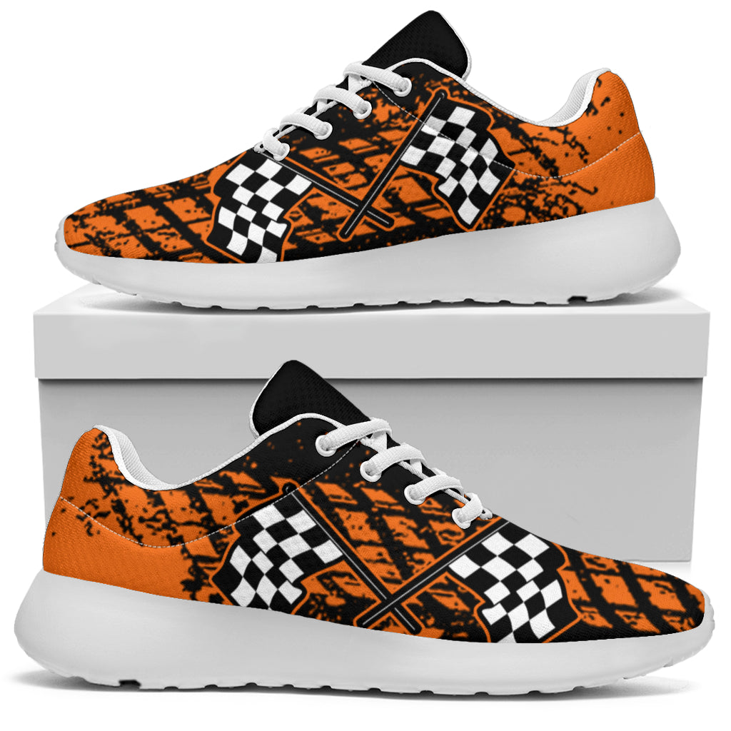 Dirt Racing Orange Muddy Flag Sneakers White