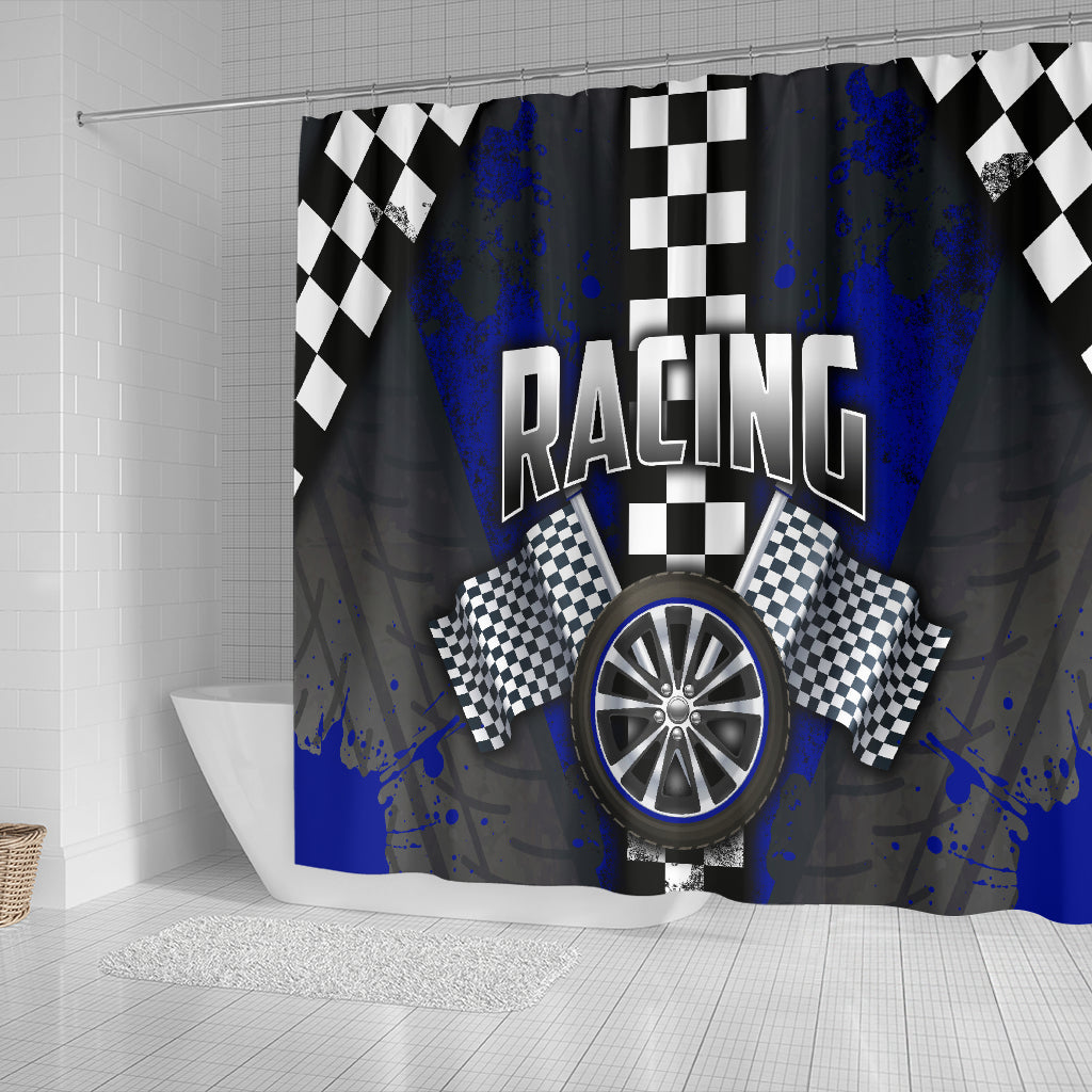 Racing Shower Curtain Blue
