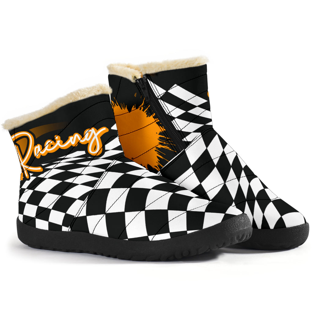 Racing Checkered Cozy Winter Boots