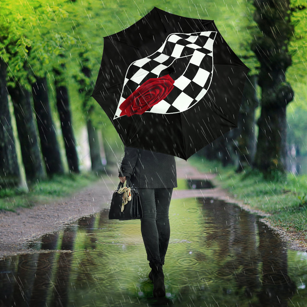 Racing Checkered Lips Kiss Umbrella