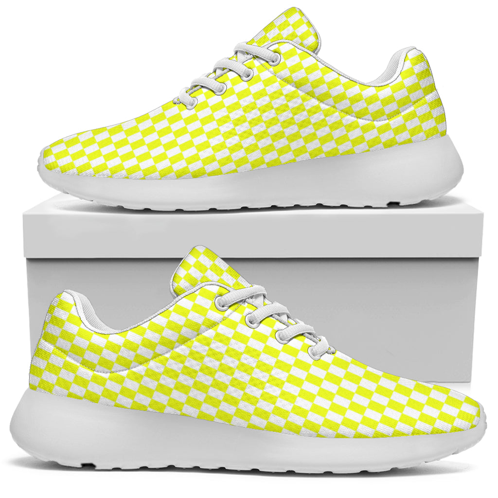 Racing Yellow Checkered Flag Sneakers White