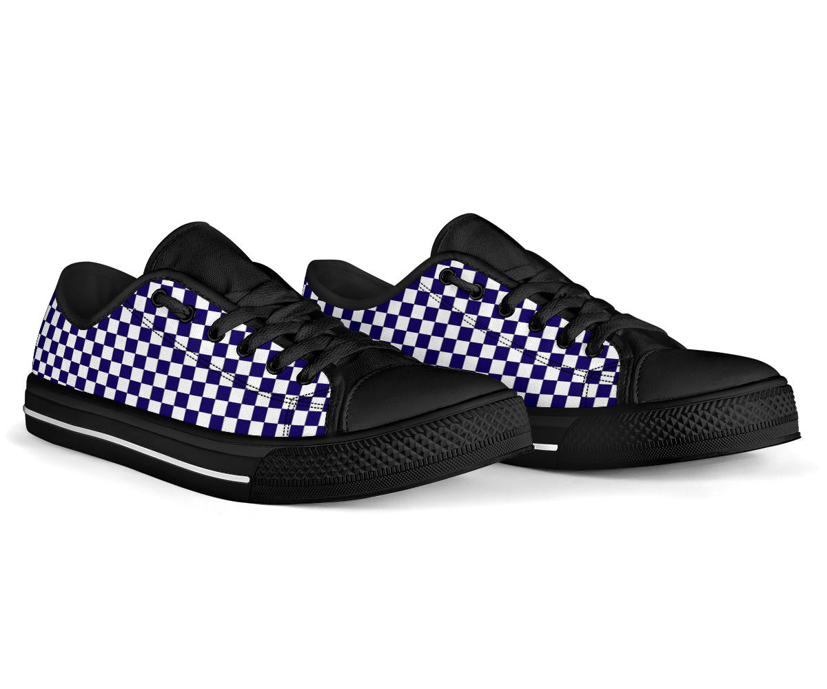Racing Blue Checkered Low Tops Black