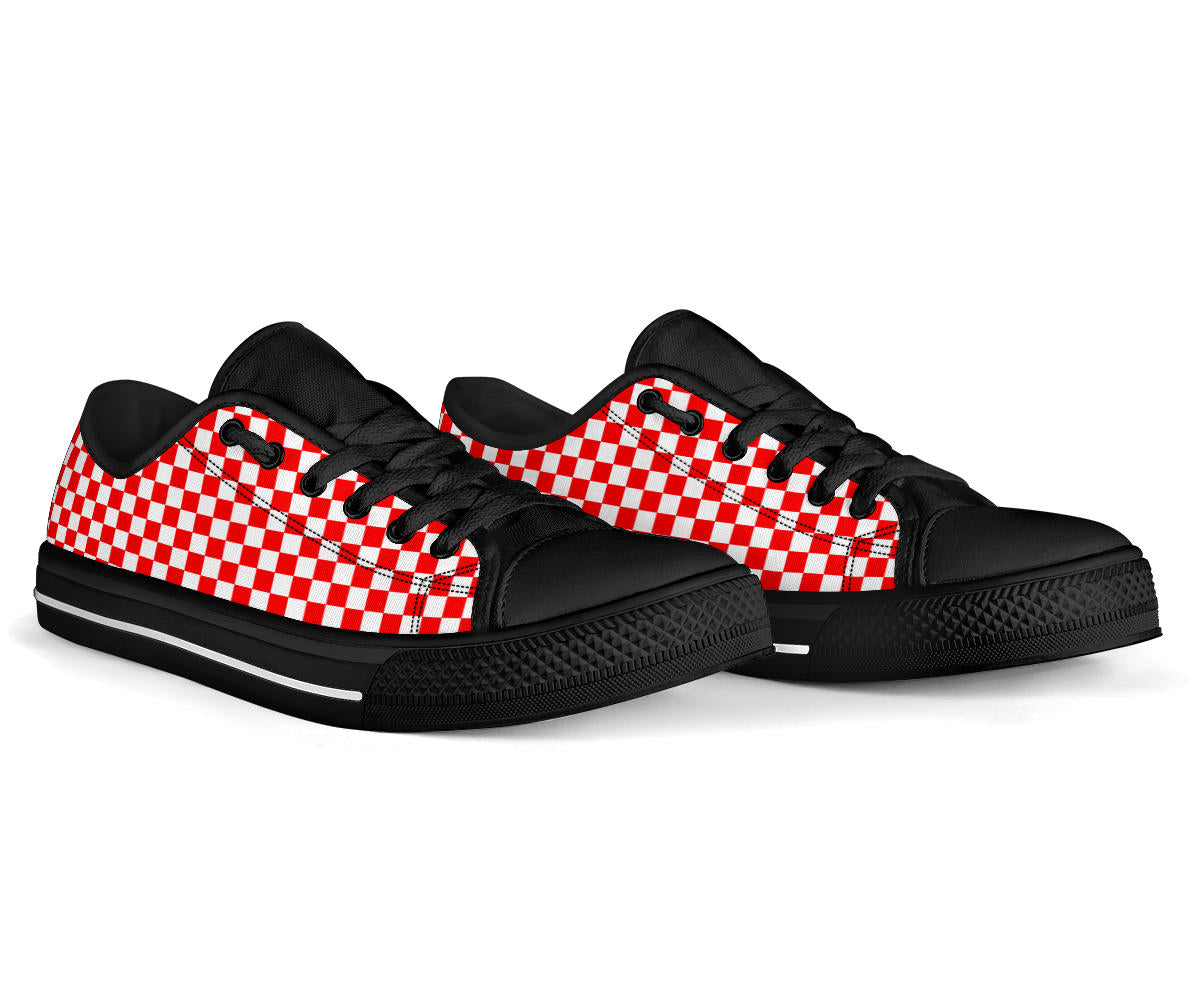 Racing Red Checkered Low Tops Black