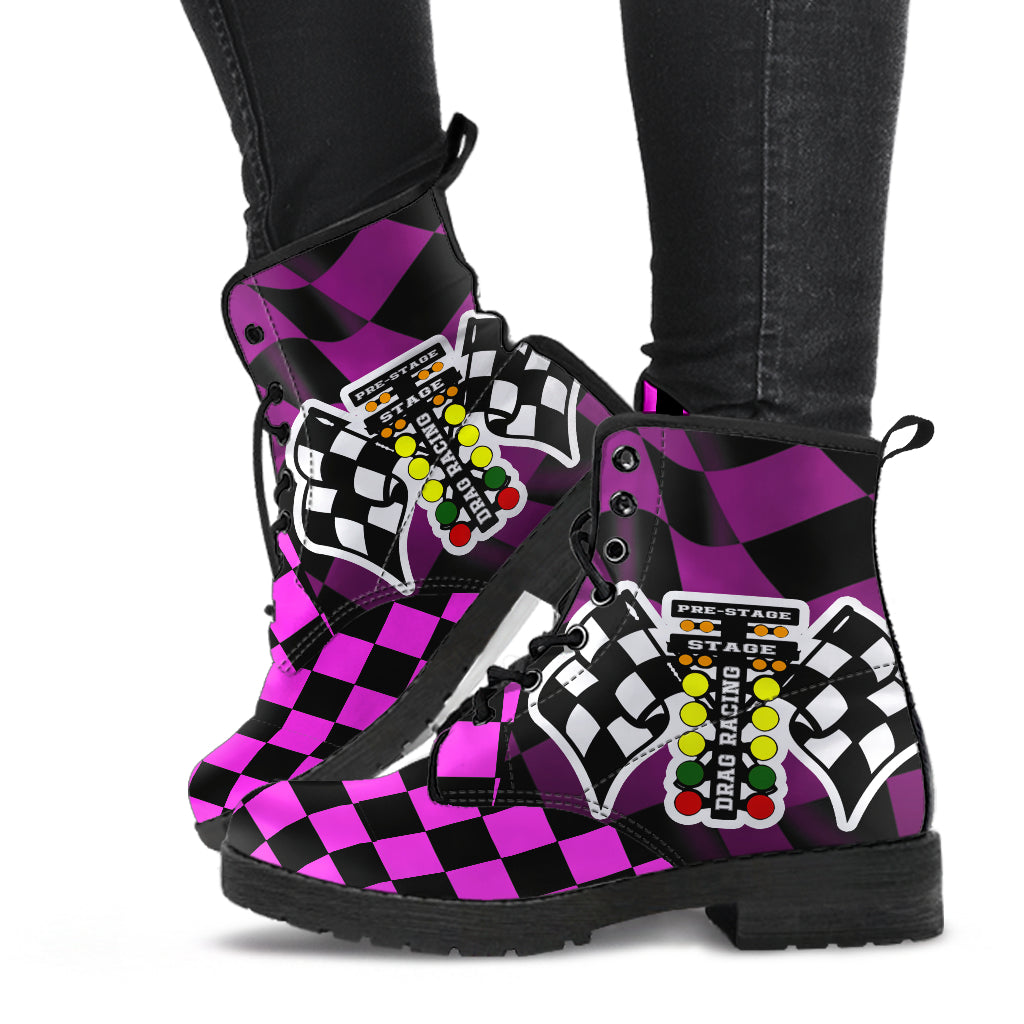 Drag Racing Pink Flag Boots