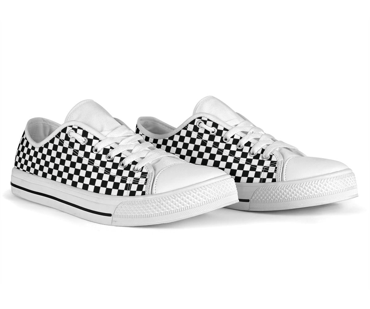 Racing Checkered Low Tops White