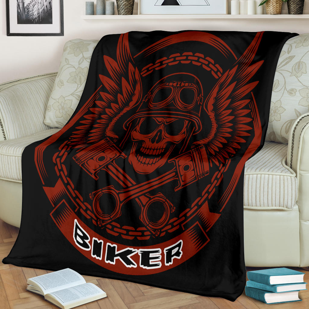 Biker Piston Skull Blanket