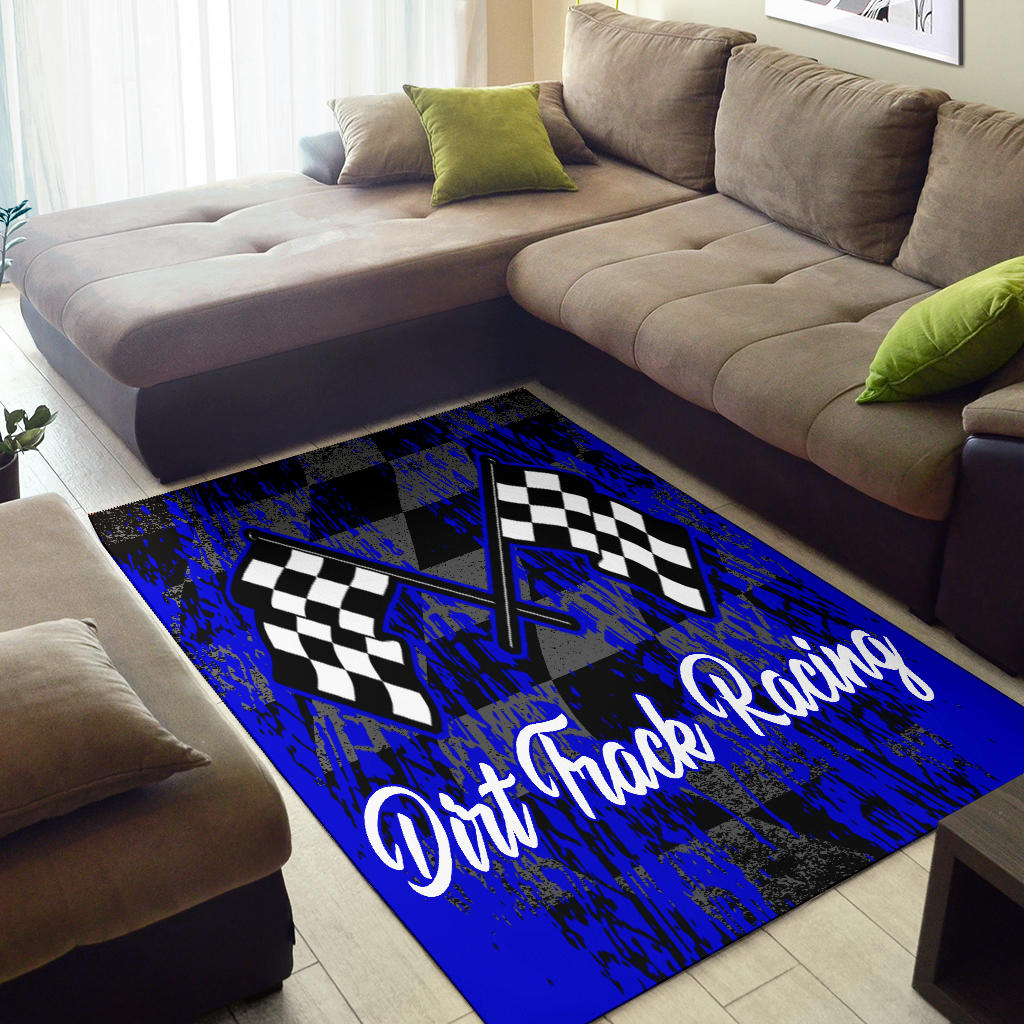 Dirt Racing Rug Blue