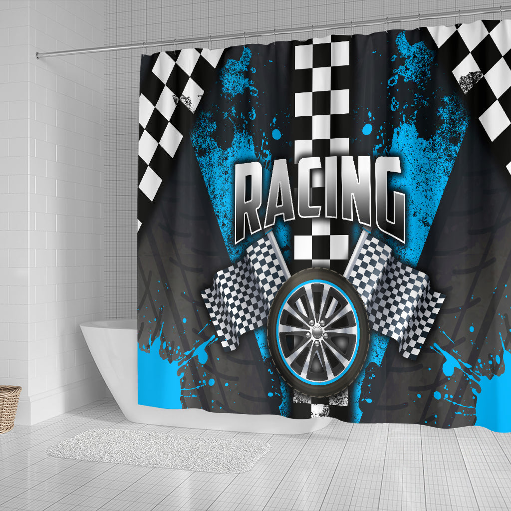 Racing Shower Curtain Carolina Blue