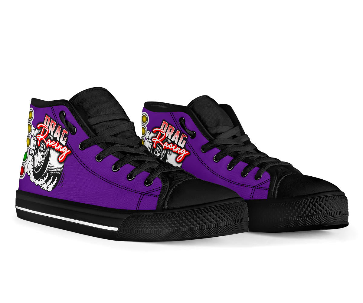 Drag Racing High Top Shoes red purple