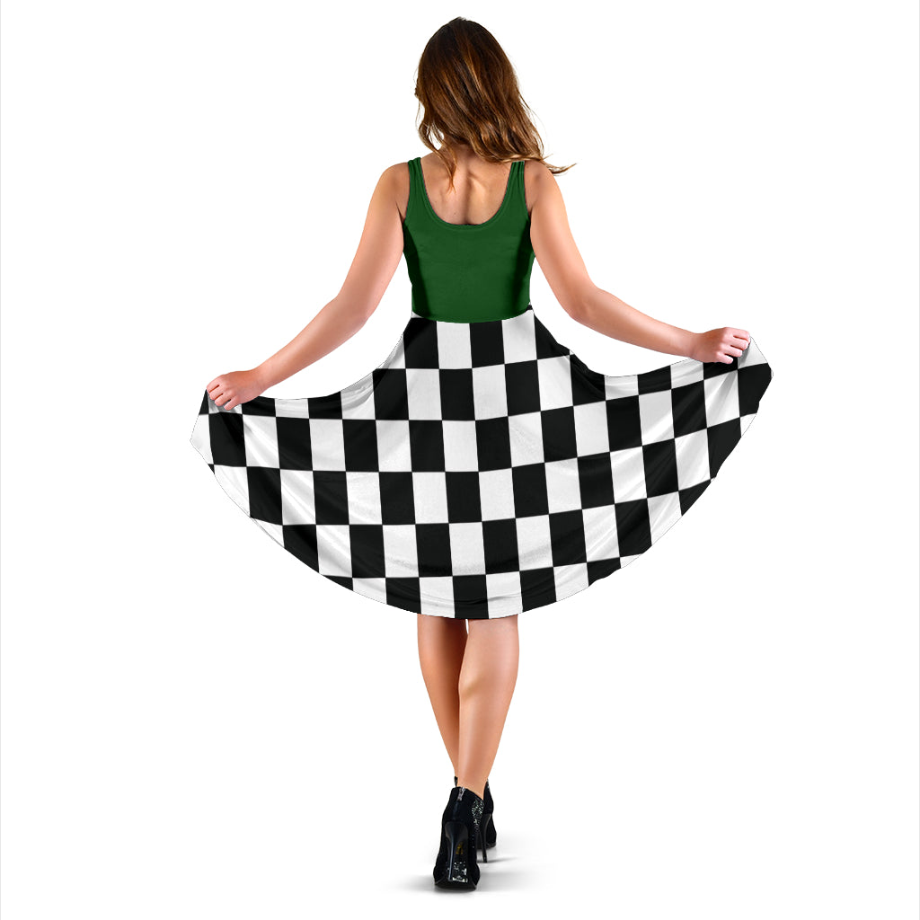 Racing Checkered Flag Dress Mixed Green