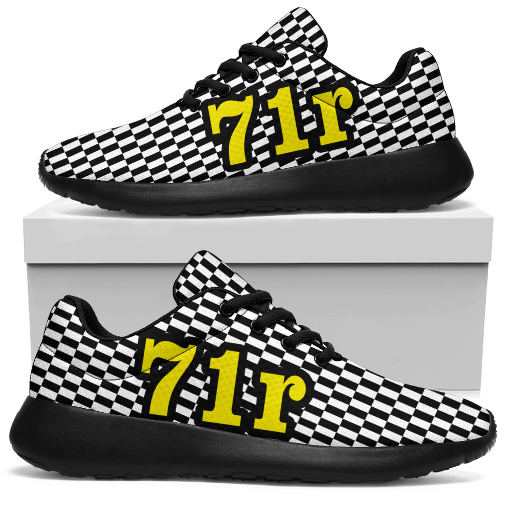 Racing Sneakers Checkered Flag Number 71r Yellow