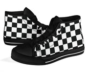 Racing checkered flag high top shoes