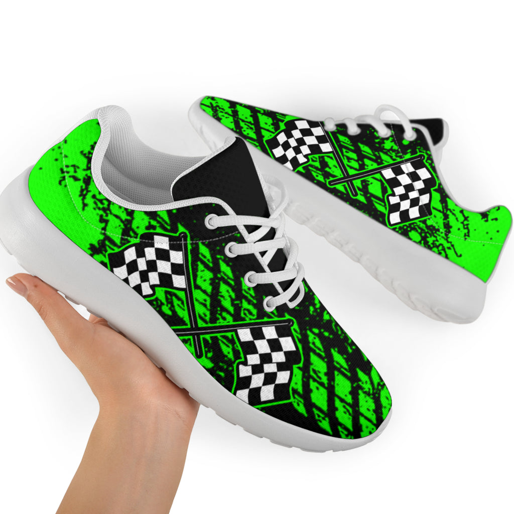 Dirt Racing Green Muddy Flag Sneakers White