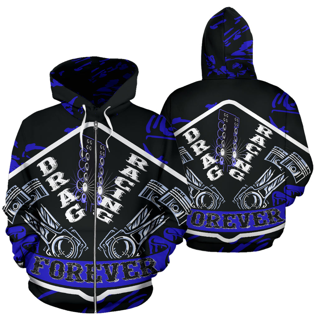 Drag Racing AOP Zip Up Hoodie