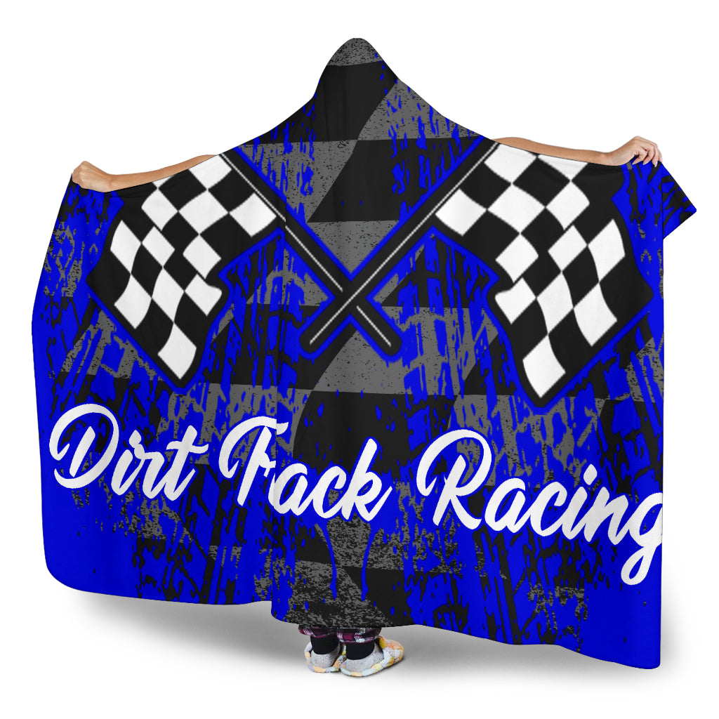 Dirt Track Racing Hooded Blanket blue