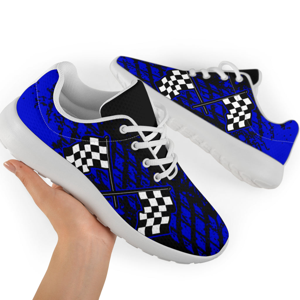 Dirt Racing Blue Muddy Flag Sneakers White