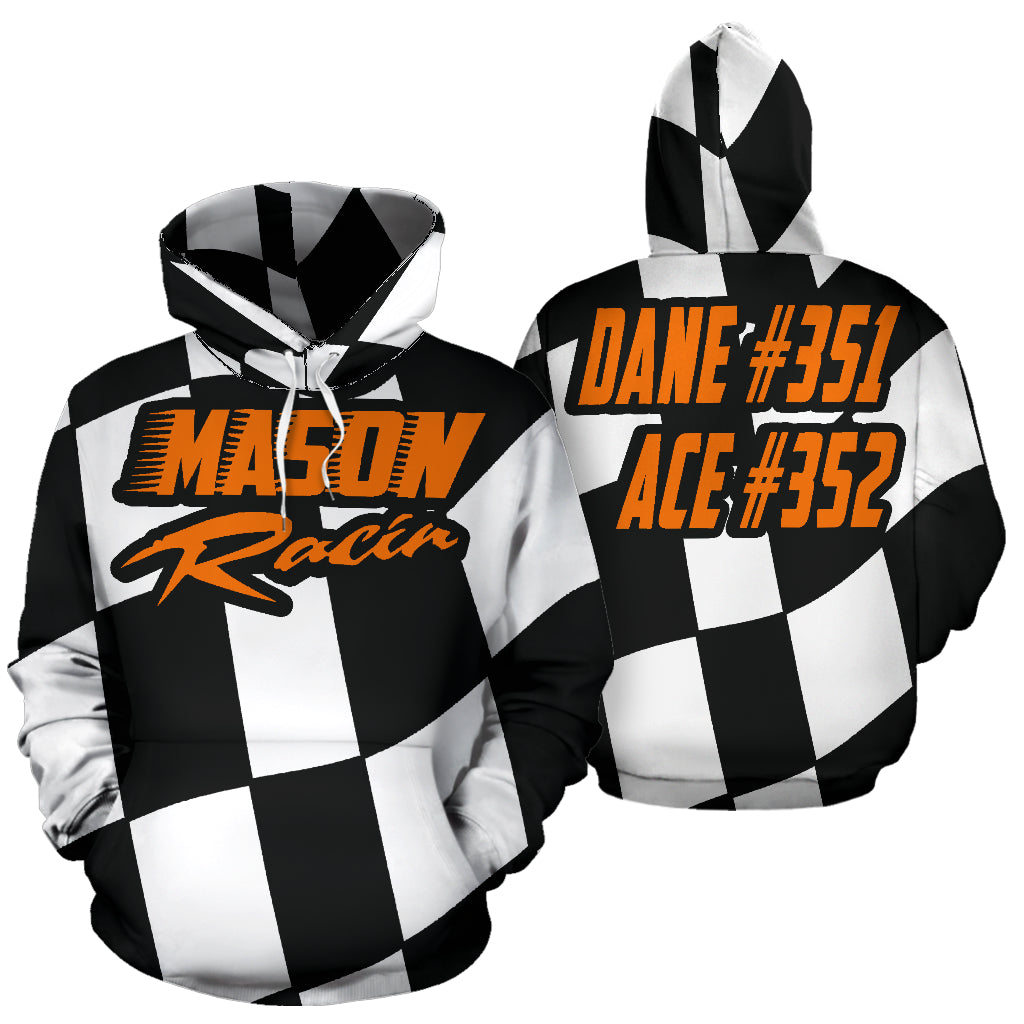 Racing Checkered All Over Print Hoodie