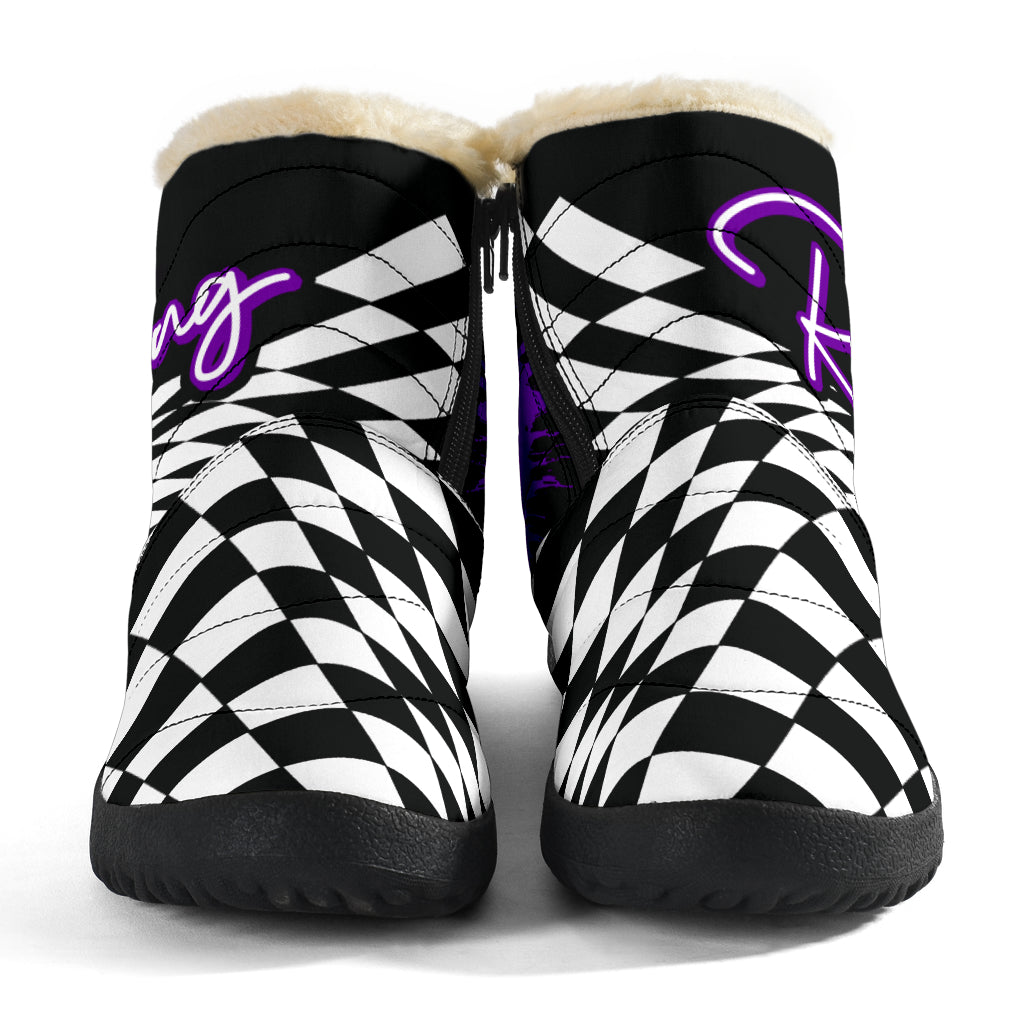 Racing Checkered Cozy Winter Boots