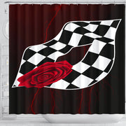 Racing Checkered Lips Kiss Shower Curtain