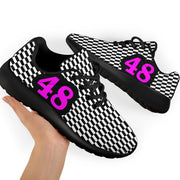 Custom Racing Sneakers Checkered Flag Number 48 Pink