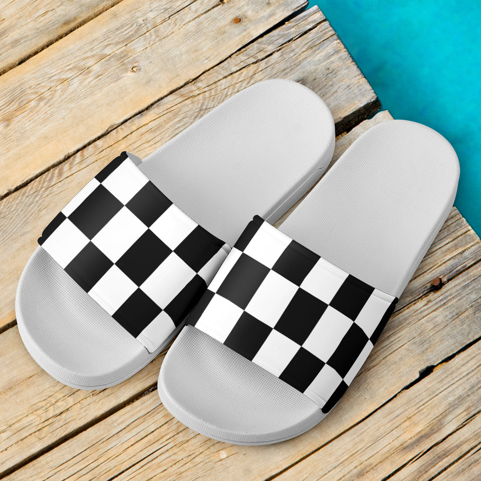 Checkered Racing Sandals Racing Checkered Slide Sandals White V2