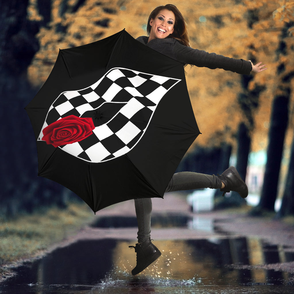 Racing Checkered Lips Kiss Umbrella