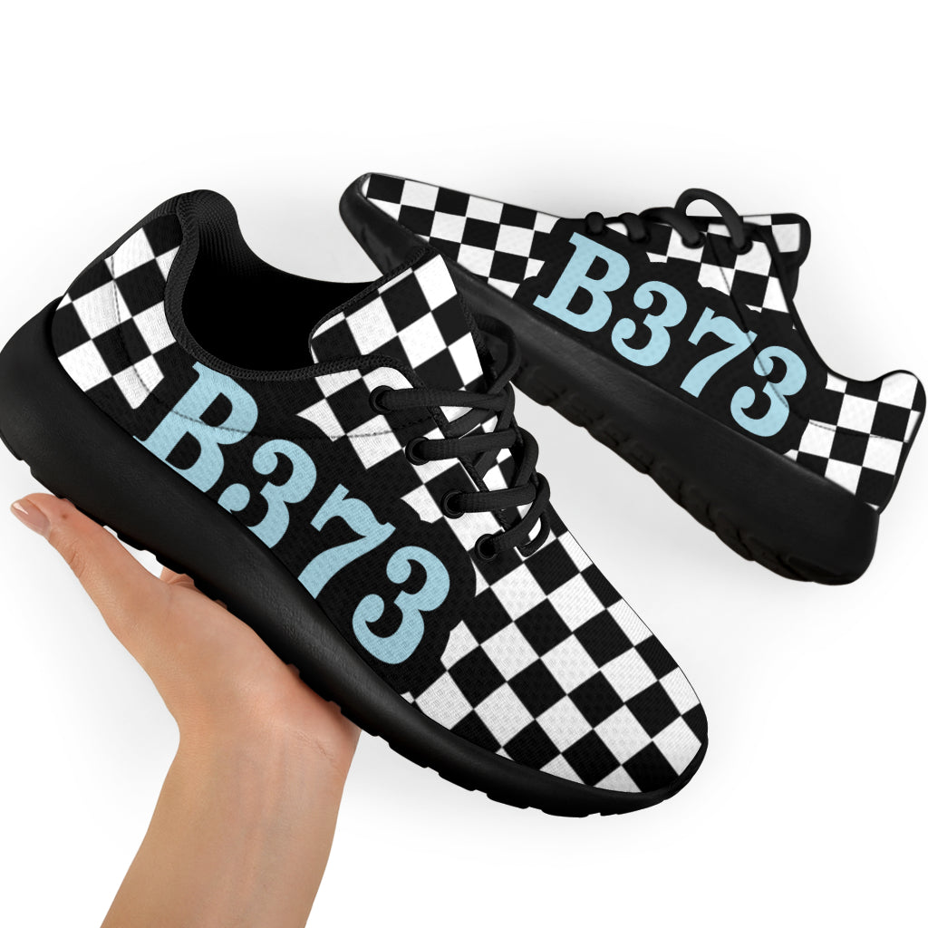custom racing sneakers number B373 light blue