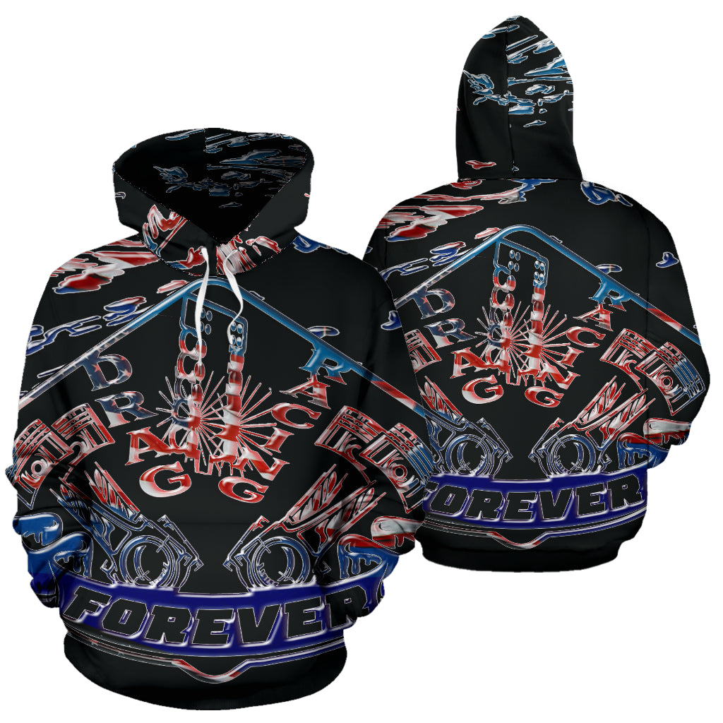 Drag Racing All Over Print Hoodies