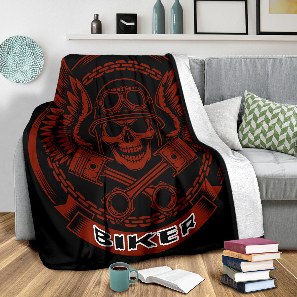 Biker Piston Skull Blanket