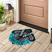 Custom shaped drag racing door mat