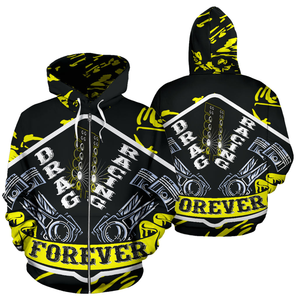 Drag Racing AOP Zip Up Hoodie