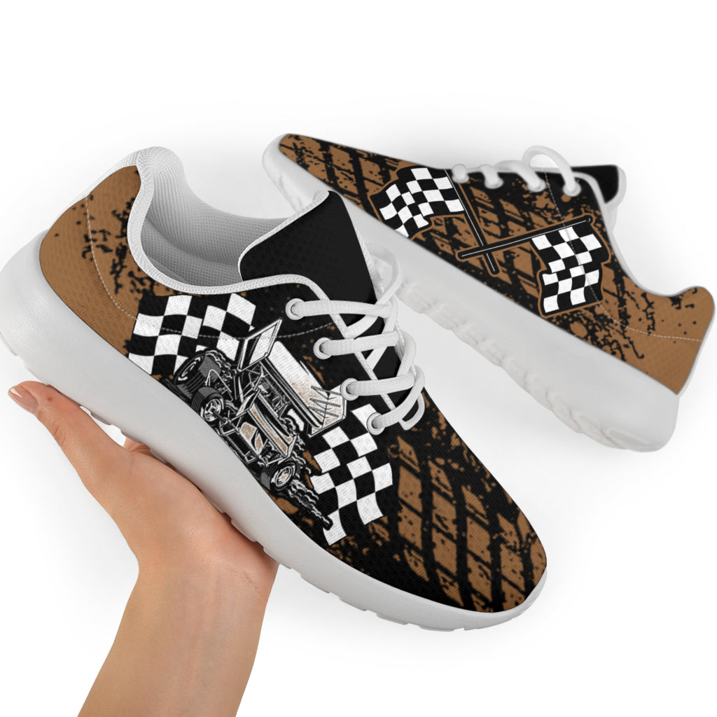 Dirt Racing Muddy Sprint Car Sneakers White