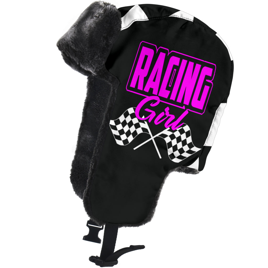 Racing Girl Checkered Trapper Hat 