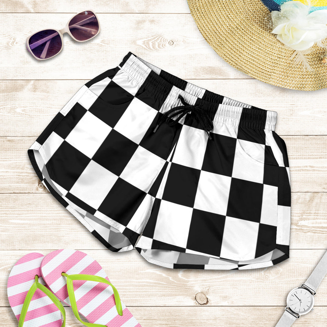 Racing Women's Checkered Shorts