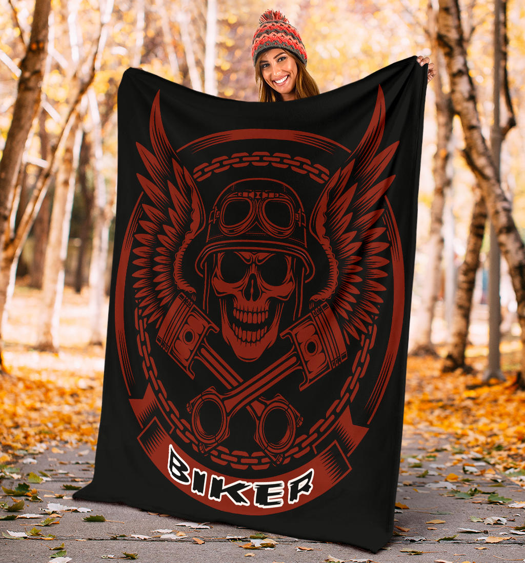 Biker Piston Skull Blanket