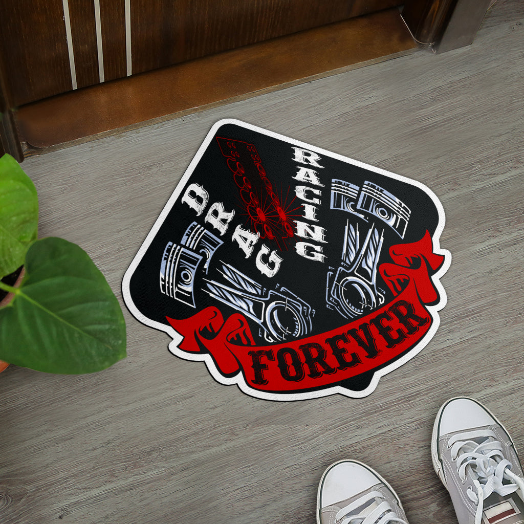 Custom shaped drag racing door mat