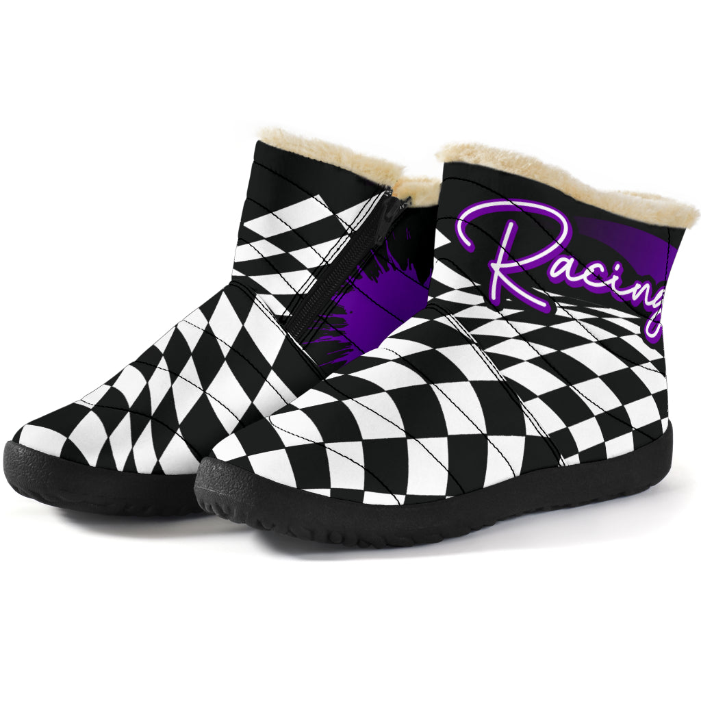 Racing Checkered Cozy Winter Boots