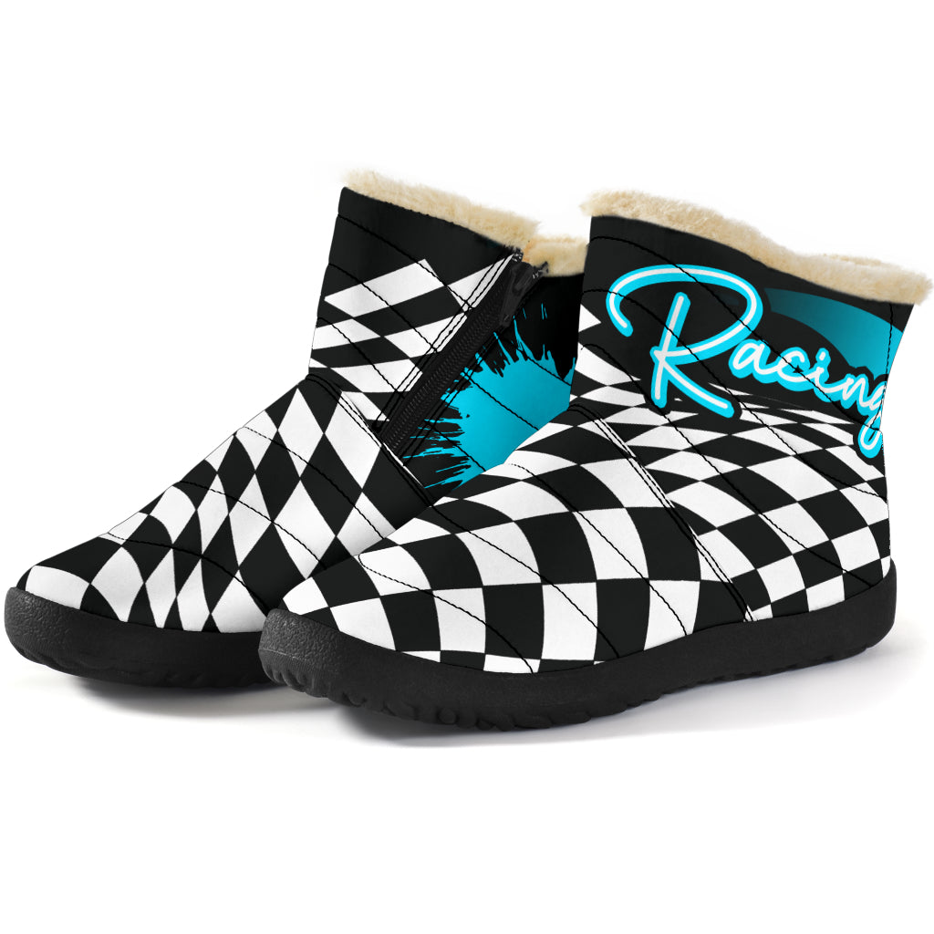 Racing Checkered Cozy Winter Boots