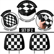 Racing Checkered Car Seat Headrest Covers